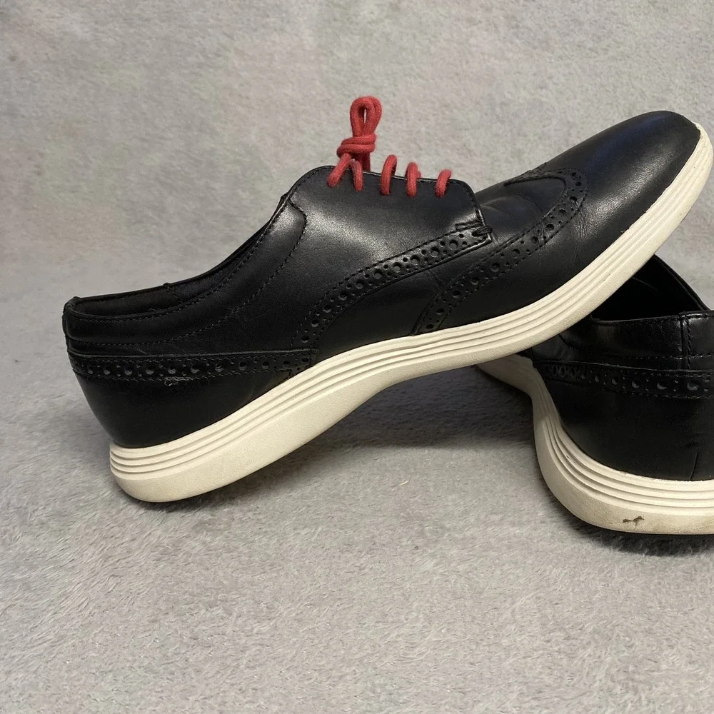 Cole Haan Shoes Mens 10.5 Black Leather Lace Up Grand OS Oxford Wingtip Comfort